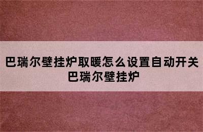 巴瑞尔壁挂炉取暖怎么设置自动开关 巴瑞尔壁挂炉